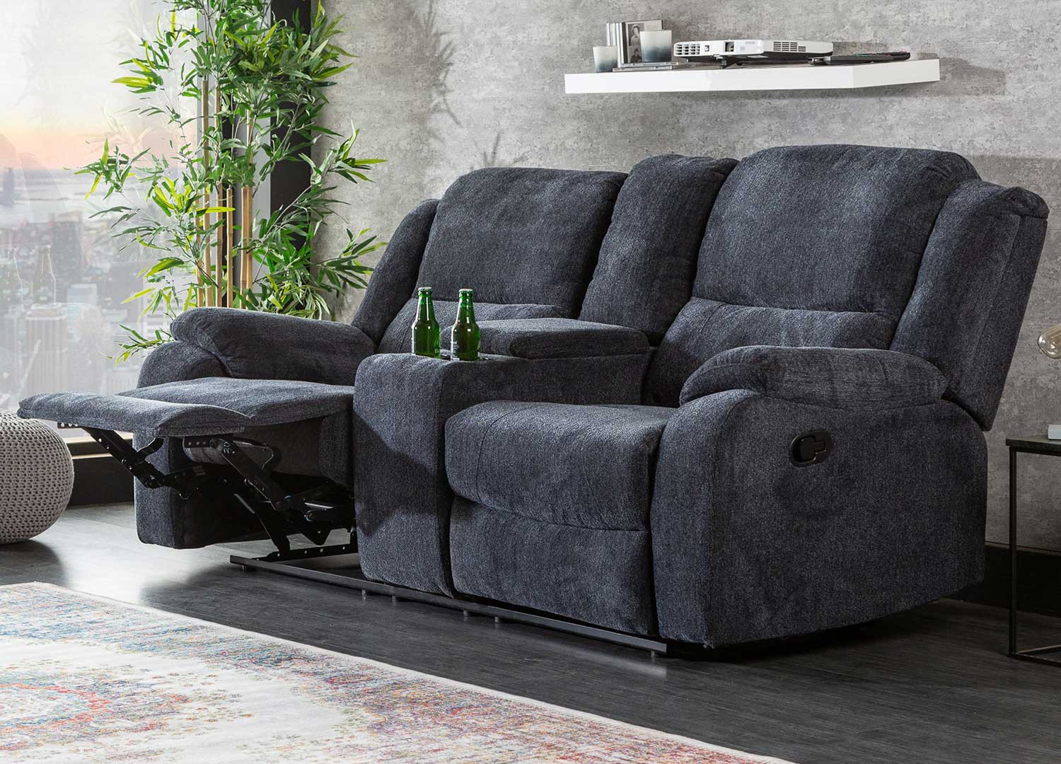Canapé home cinéma 2 places tissu gris foncé Muse