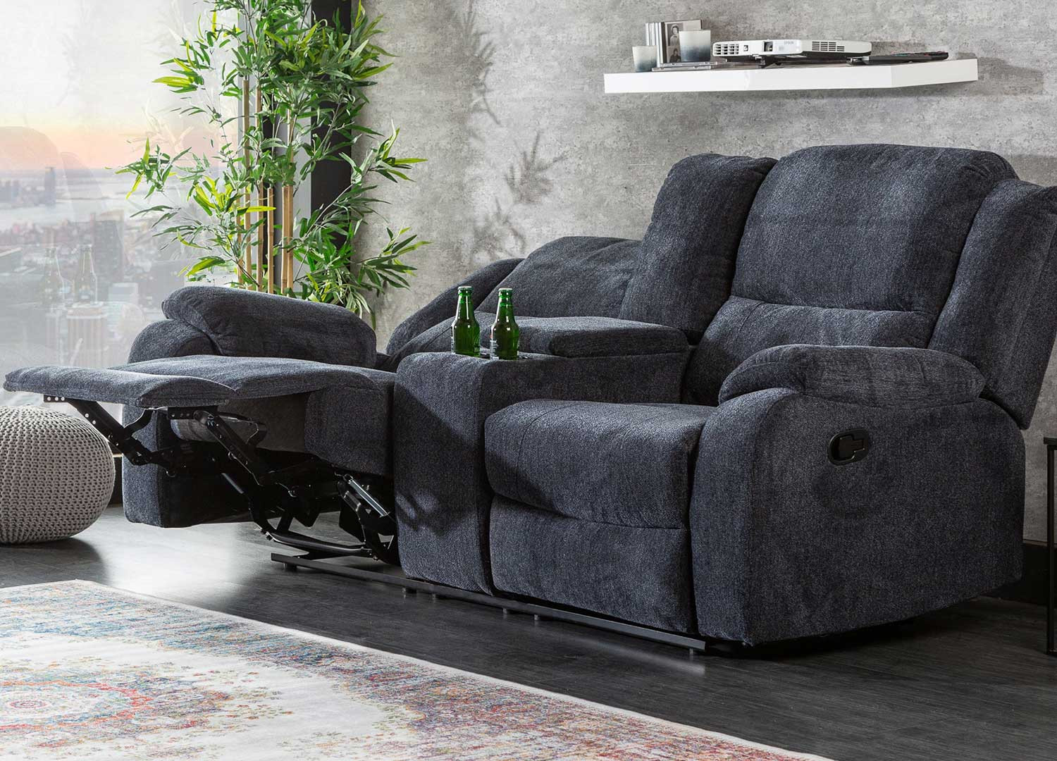 Canapé home cinéma 2 places tissu gris foncé Muse