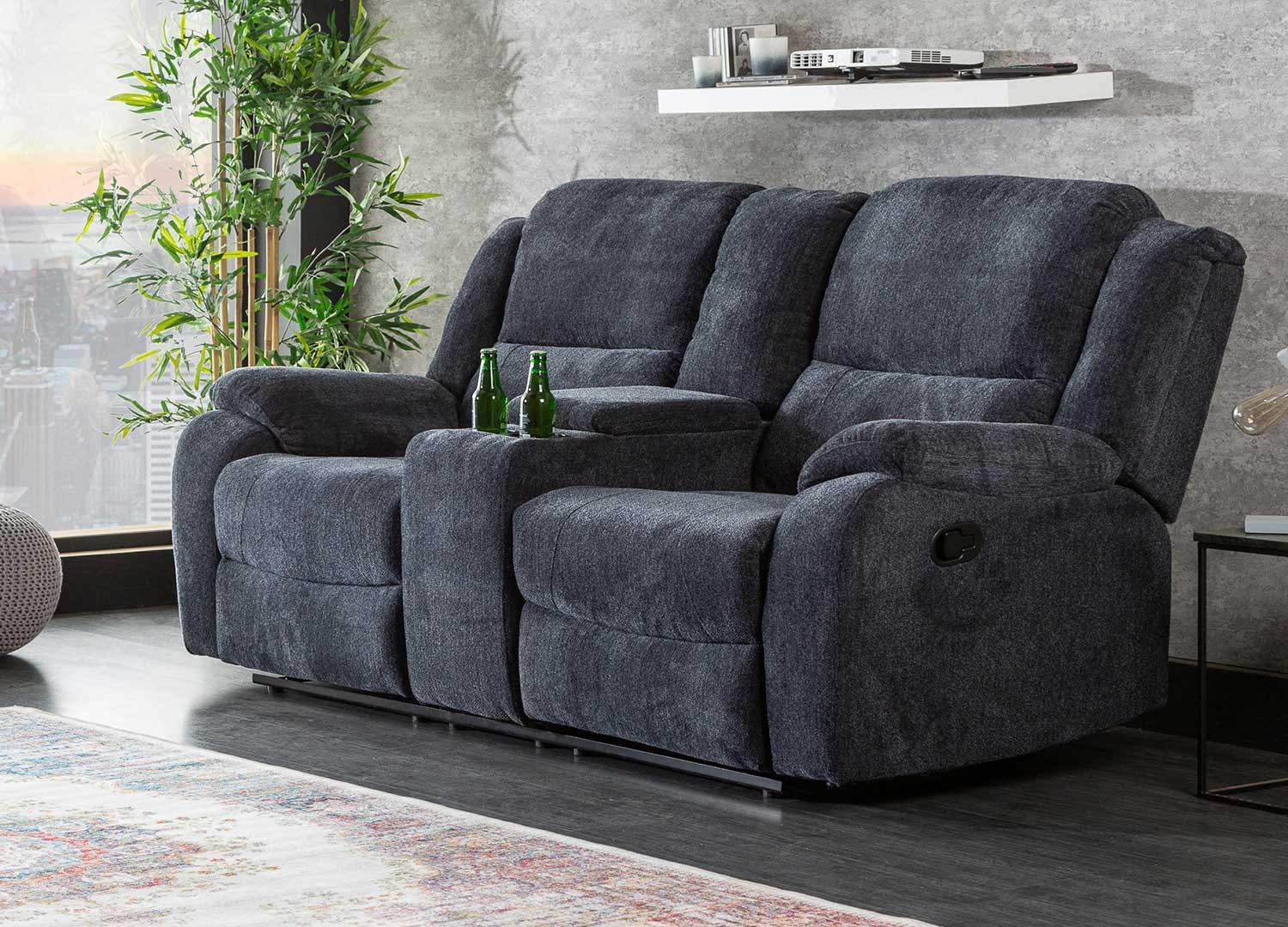 Canapé home cinéma 2 places tissu gris foncé Muse