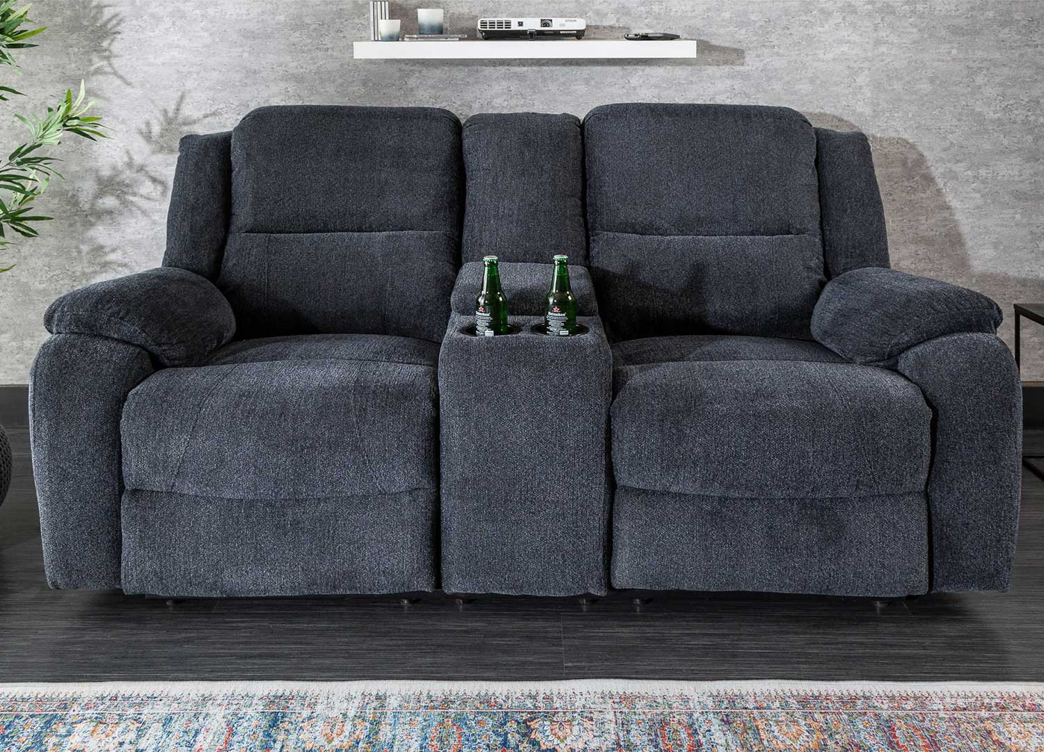 Canapé home cinéma 2 places tissu gris foncé Muse