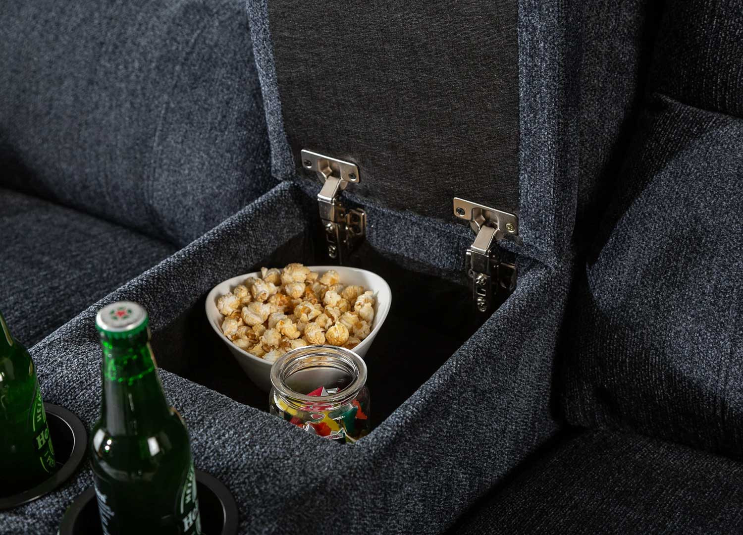 Canapé home cinéma 2 places tissu gris foncé Muse