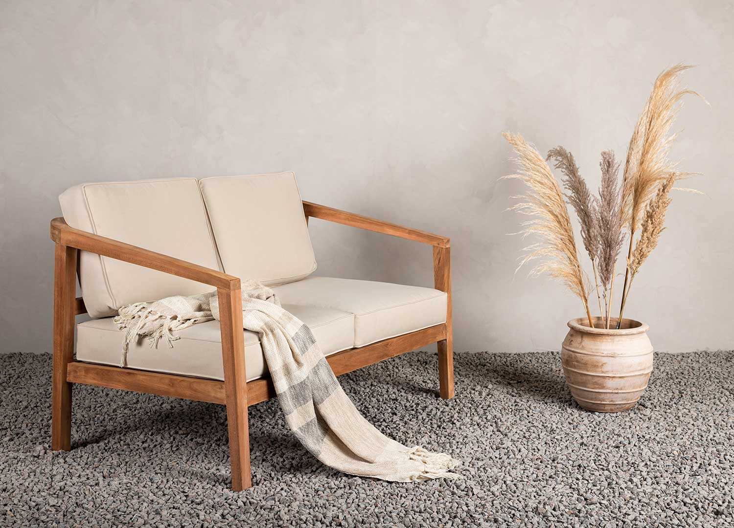 Canapé teck 2 places 130 cm