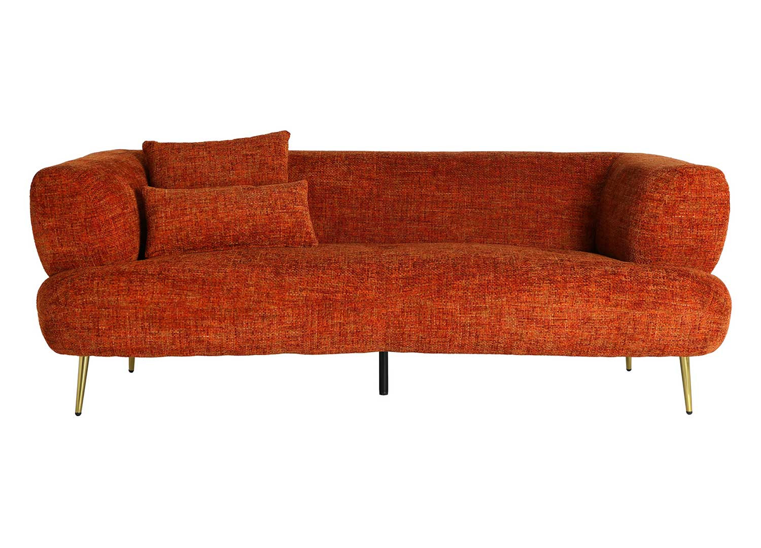 Canapé tissu orange moderne rétro 215 cm Freja