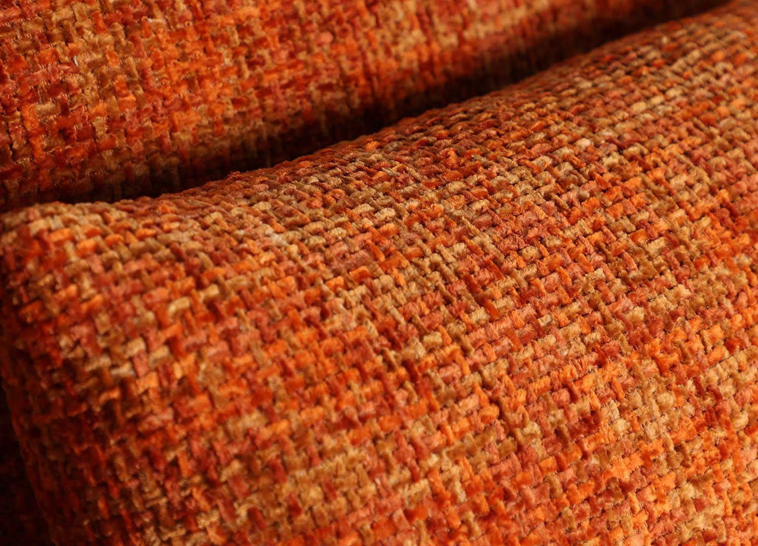 Canapé tissu orange moderne rétro 215 cm Freja