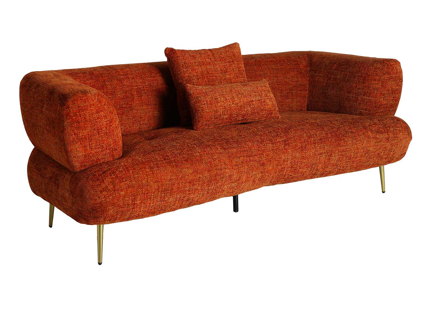 Canapé tissu orange moderne rétro 215 cm Freja