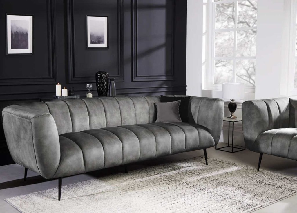 Canapé tissu velours gris Empire