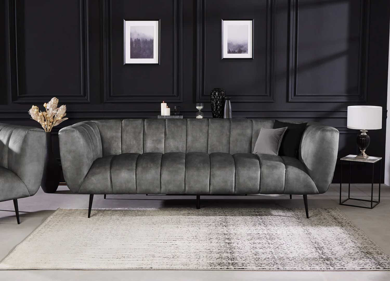 Canapé tissu velours gris Empire