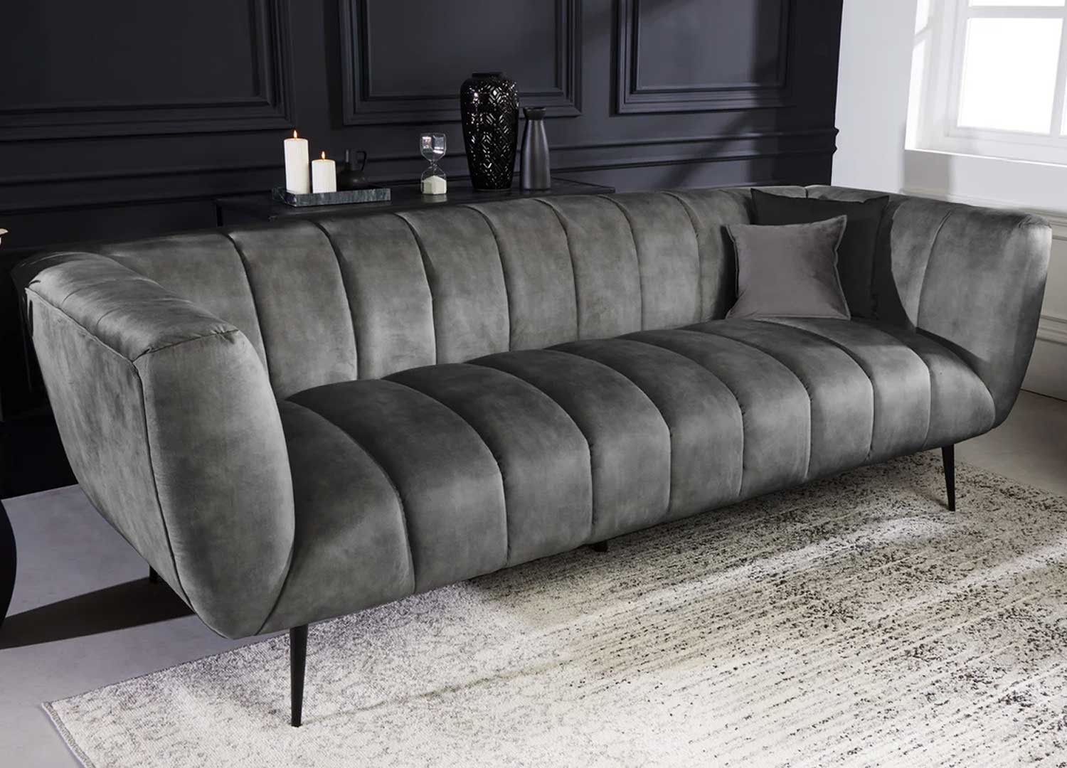 Canapé tissu velours gris Empire