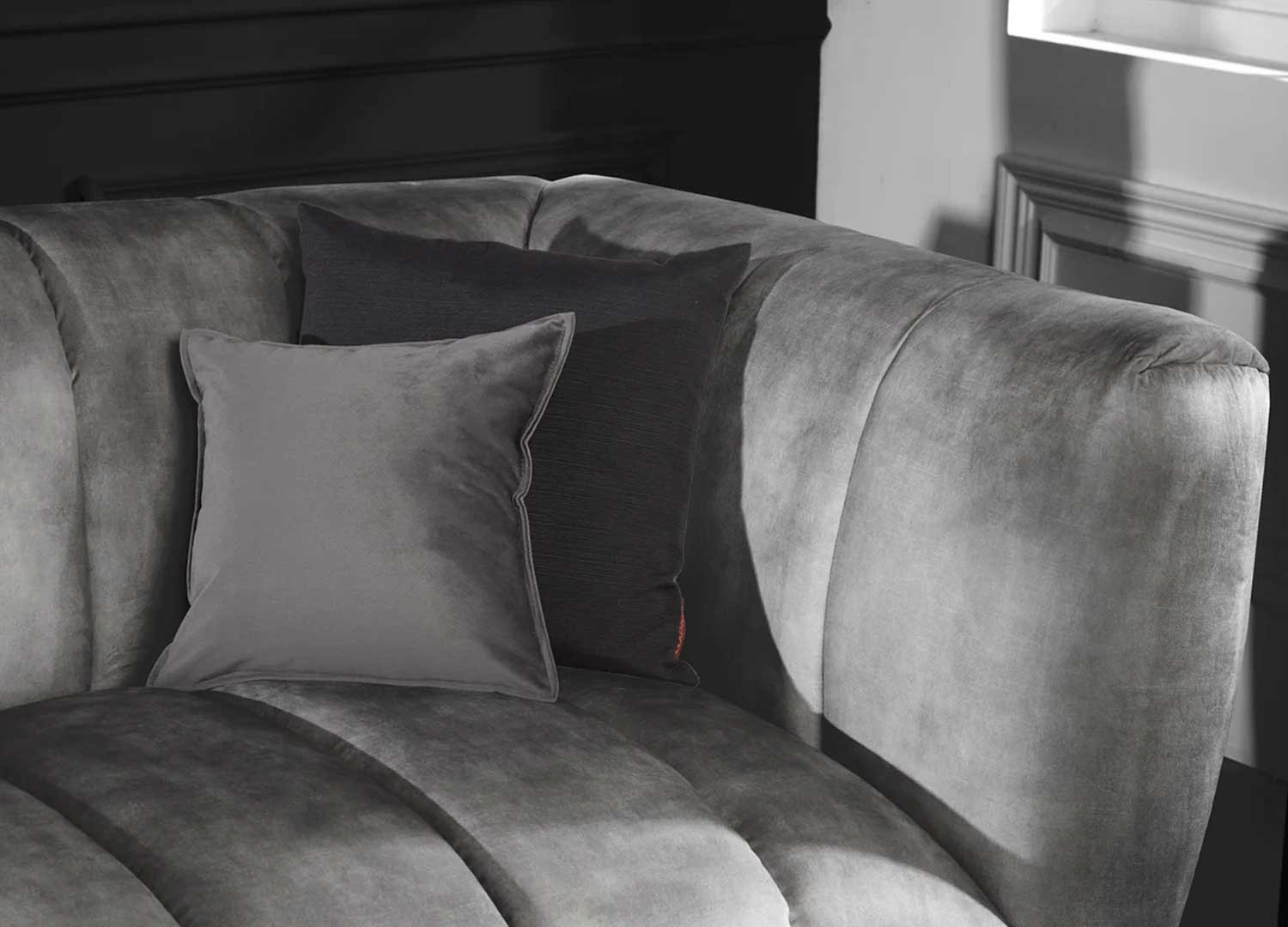 Canapé tissu velours gris Empire