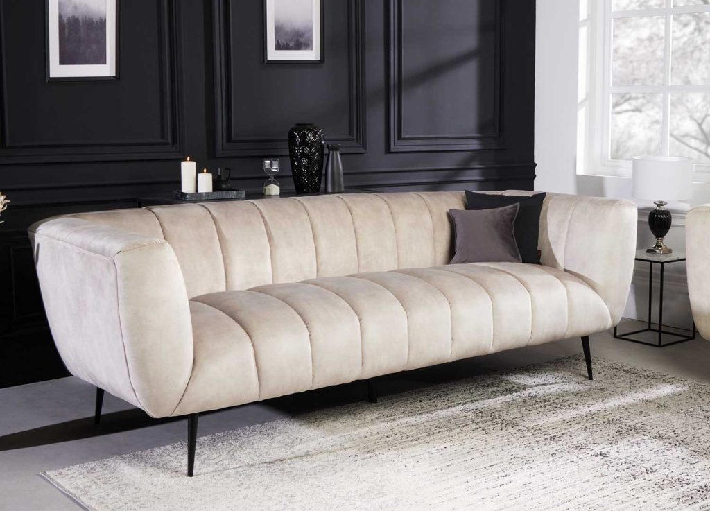 Canapé tissu velours matelassé champagne Empire