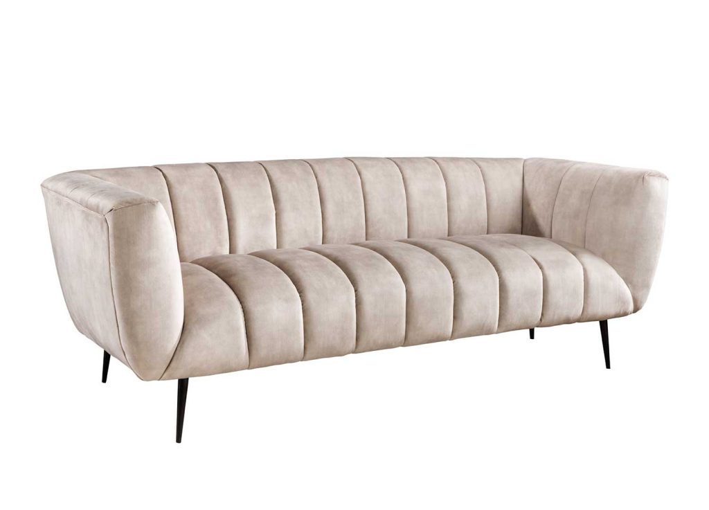 Canapé tissu velours matelassé champagne