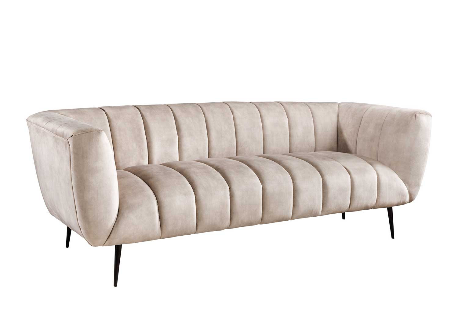 Canapé tissu velours matelassé champagne