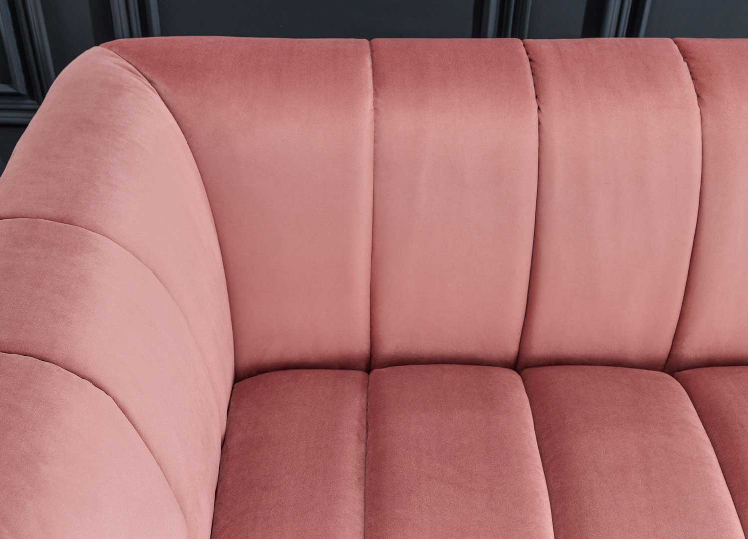 Canapé tissu velours matelassé rose