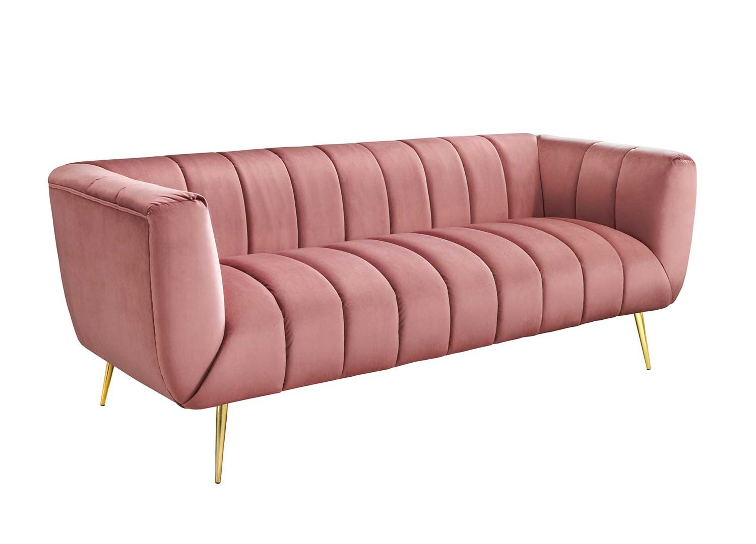 Canapé tissu velours matelassé rose