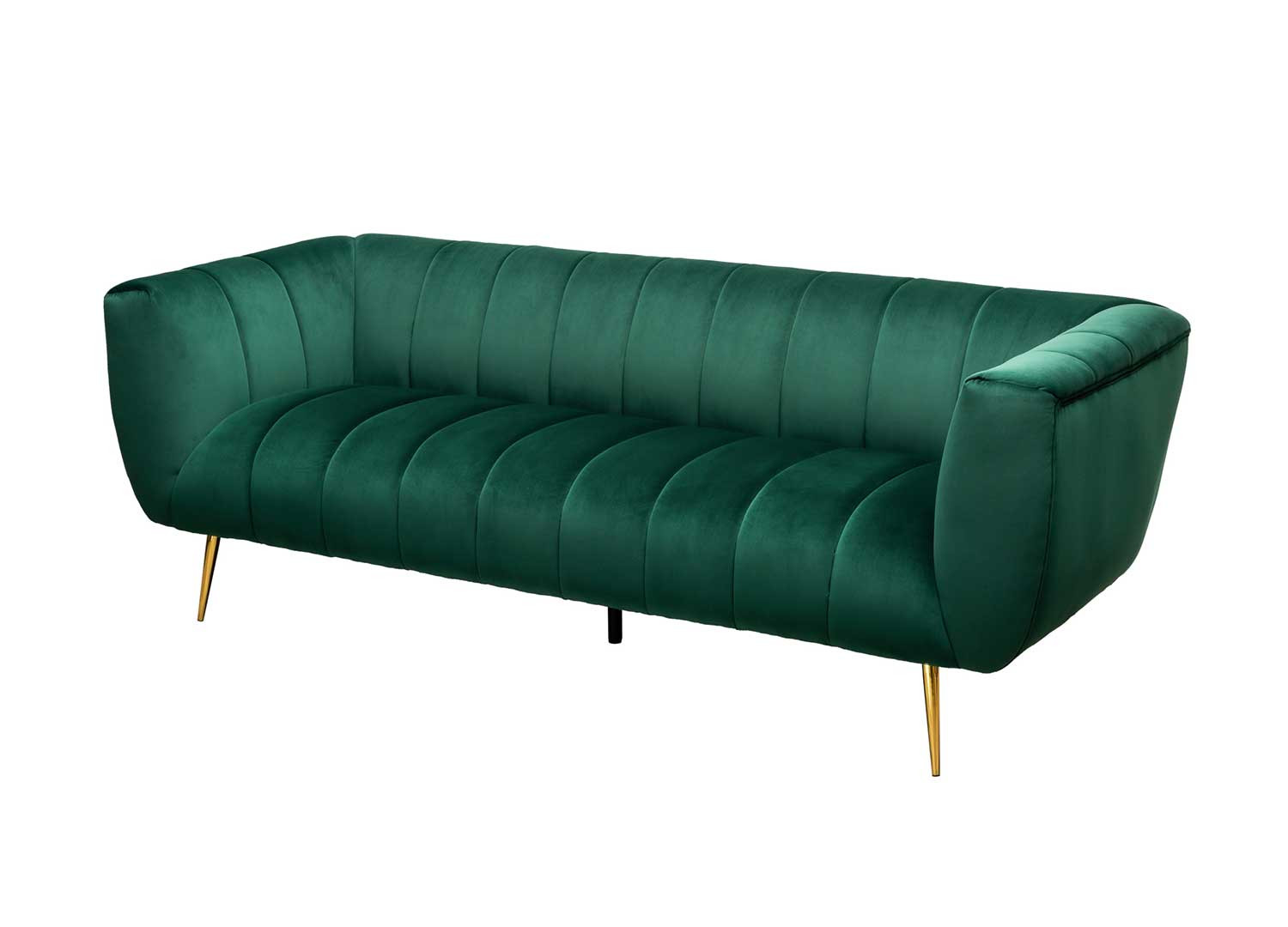 Canapé tissu velours matelassé vert émeraude