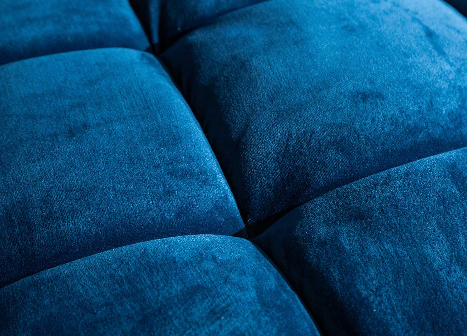Canapé velours bleu 3 places 220 cm