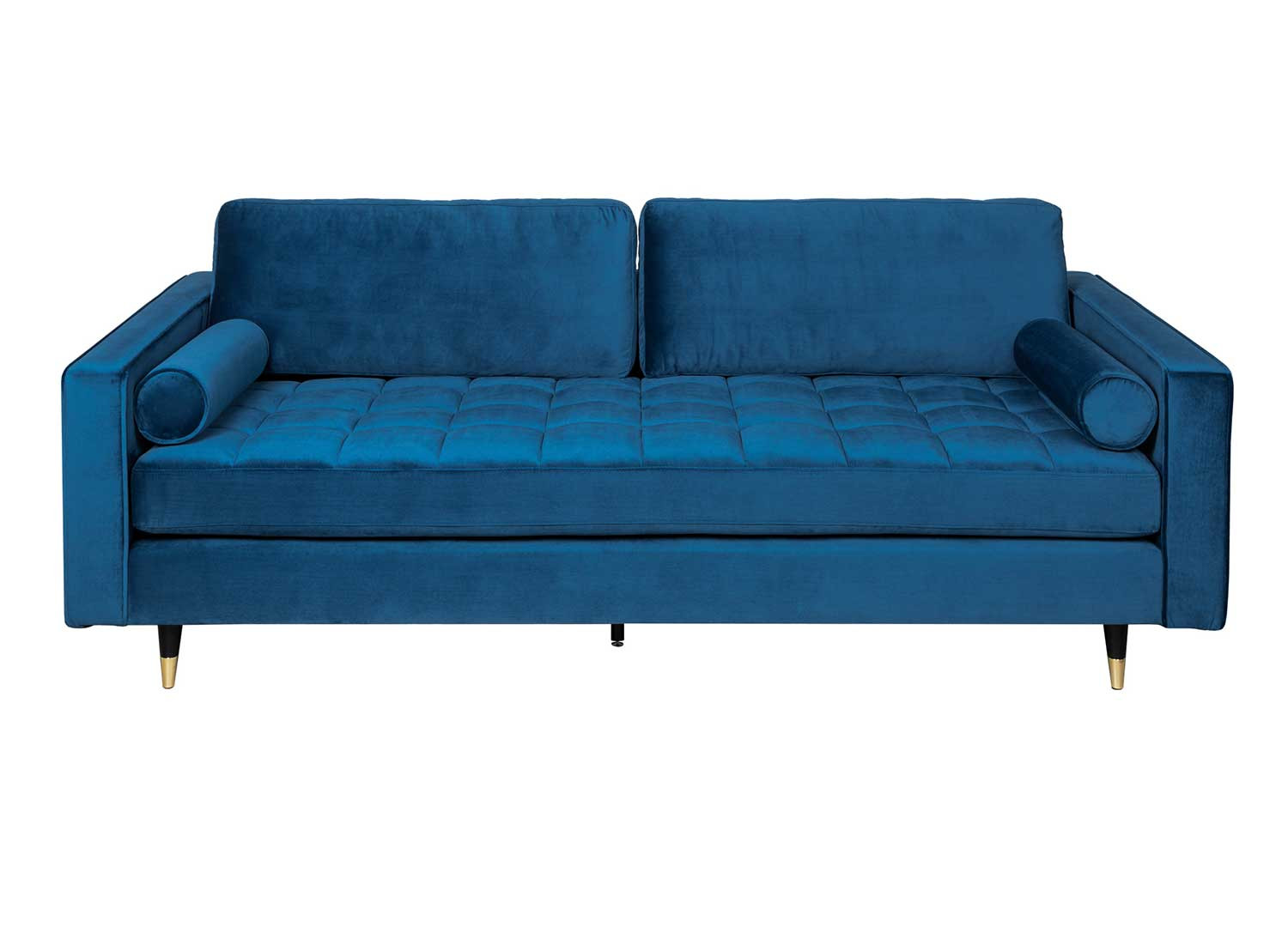 Canapé velours bleu 3 places 220 cm