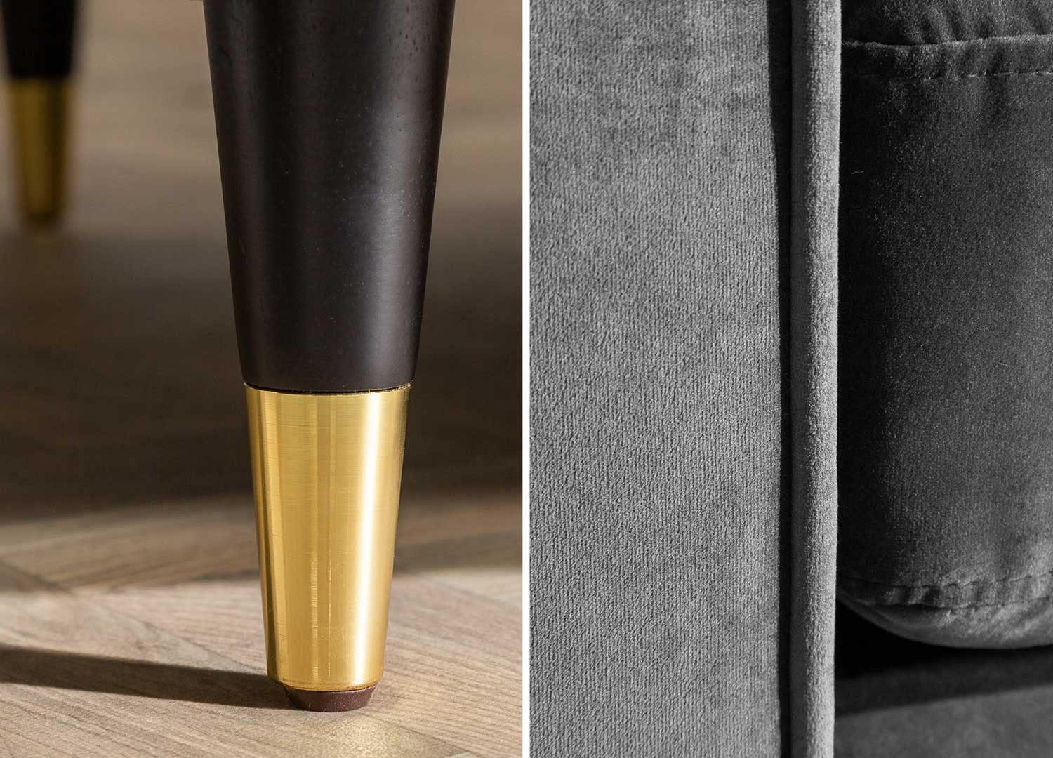 Canapé velours gris 3 places 220 cm