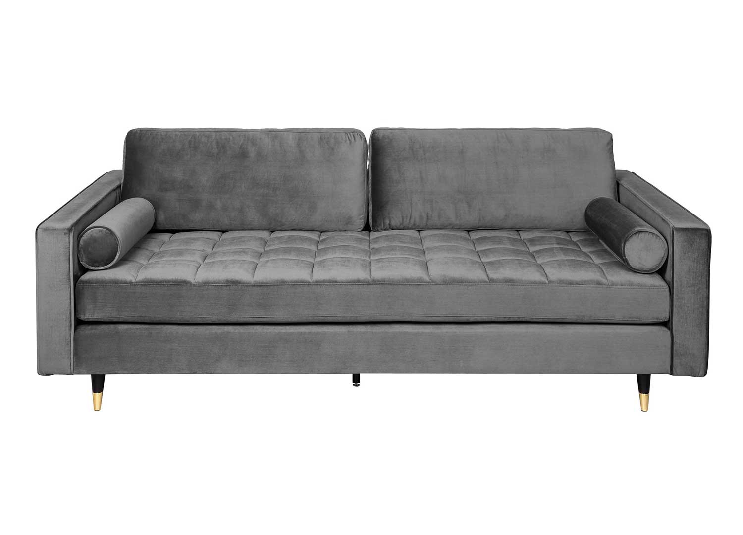 Canapé velours gris 3 places 220 cm