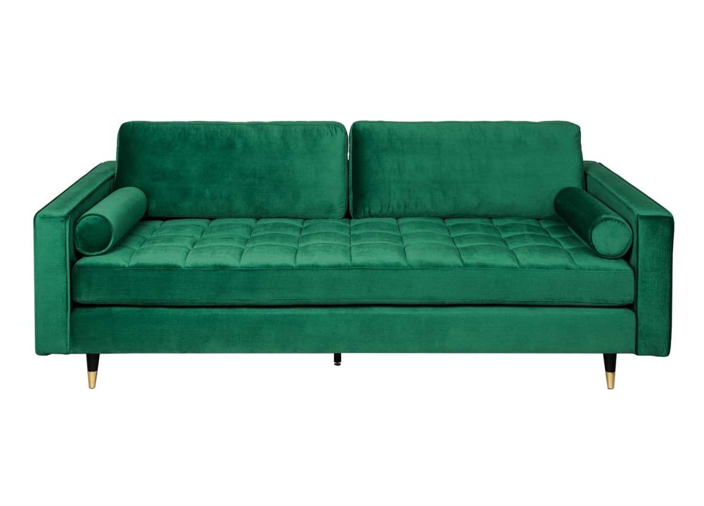 Canapé velours vert émeraude 3 places 220 cm