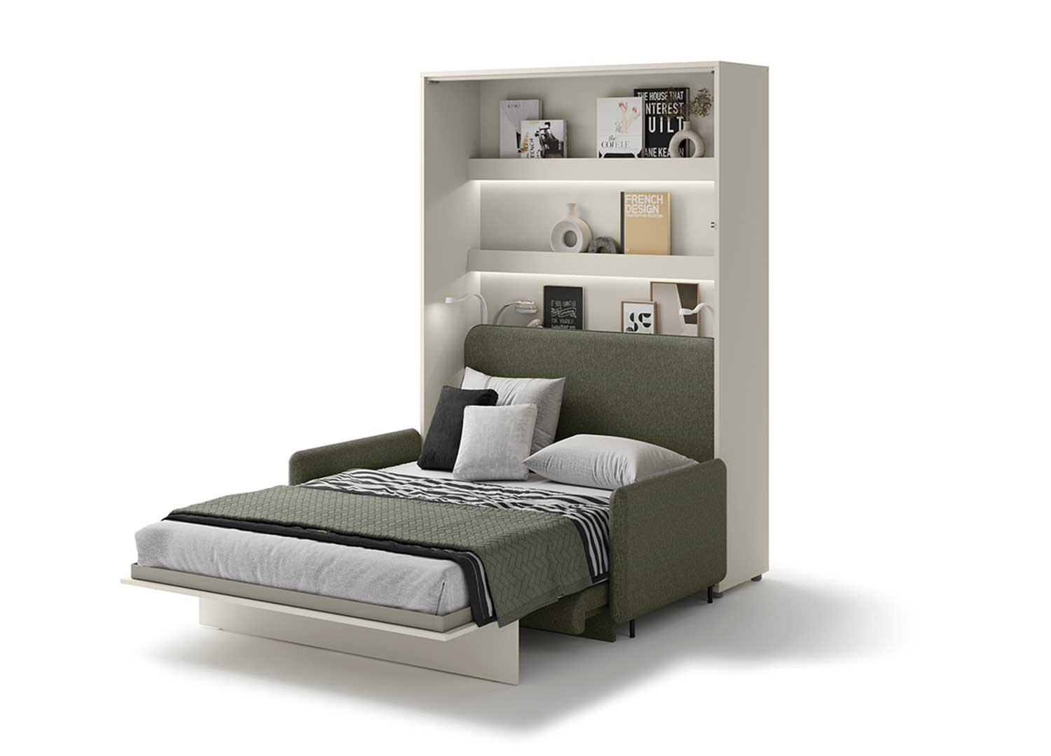 Canapé vert pour lit escamotable vertical 140x200 cm Bed Concept