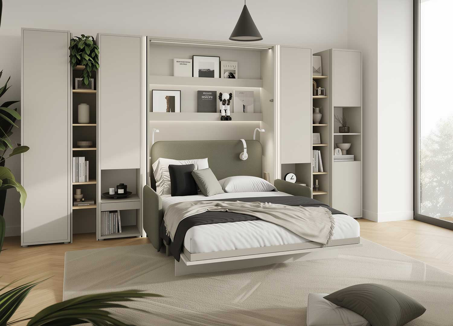Canapé vert pour lit escamotable vertical 140x200 cm Bed Concept