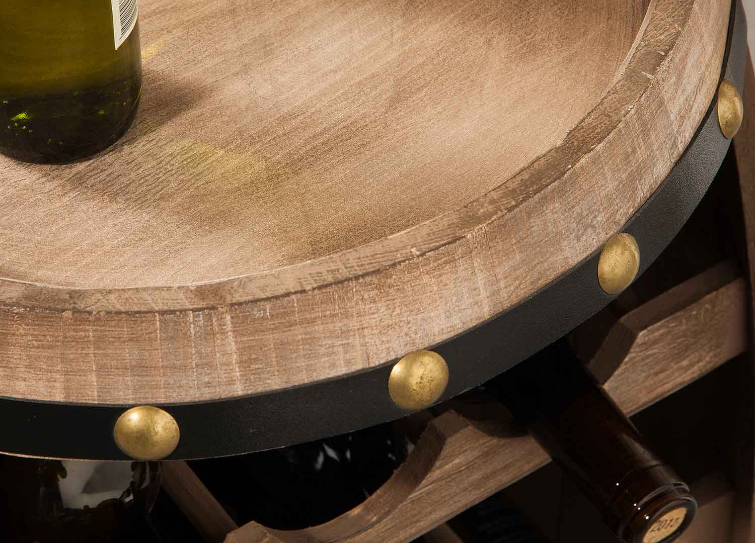 Casier à vin fût de tonneau en sapin 14 bouteilles