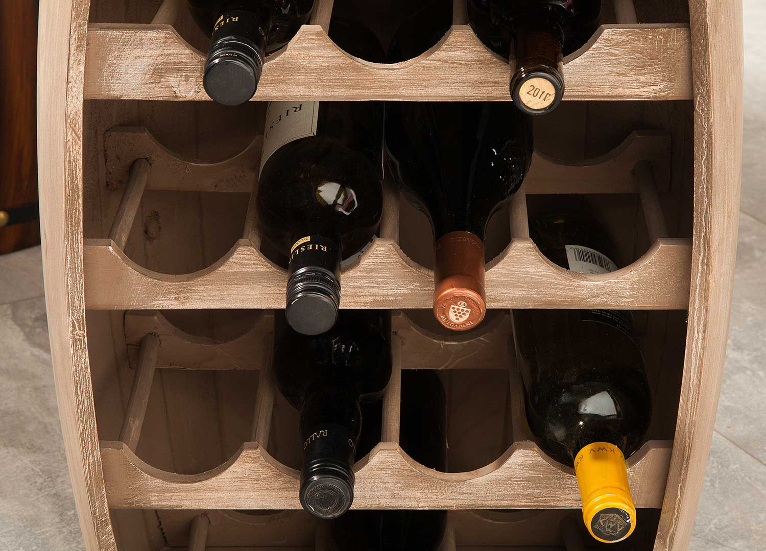 Casier à vin fût de tonneau en sapin 14 bouteilles