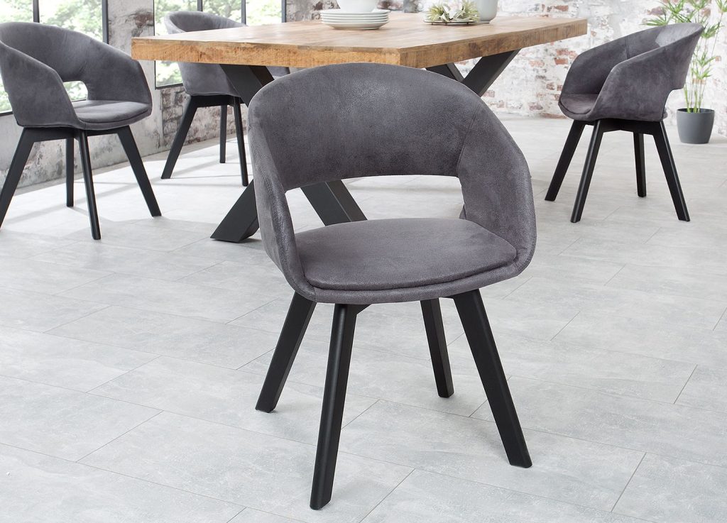 Chaise avec accoudoirs gris vintage