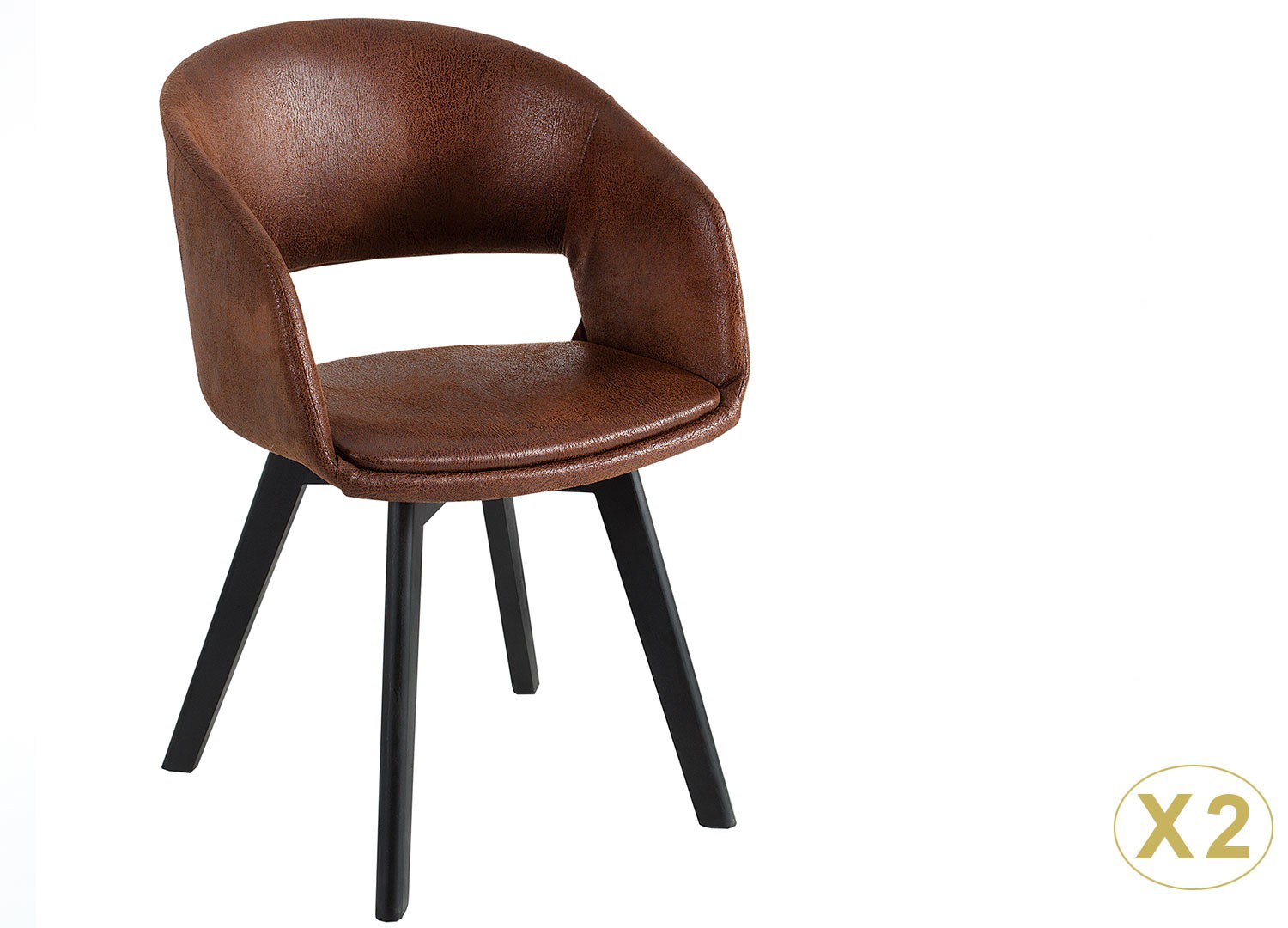 Chaise avec accoudoirs marron vintage