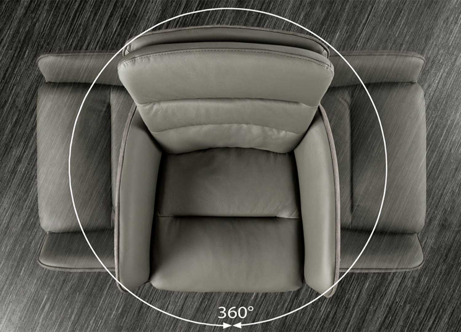 Chaise de bar en cuir taupe et microfibre rotative Abby