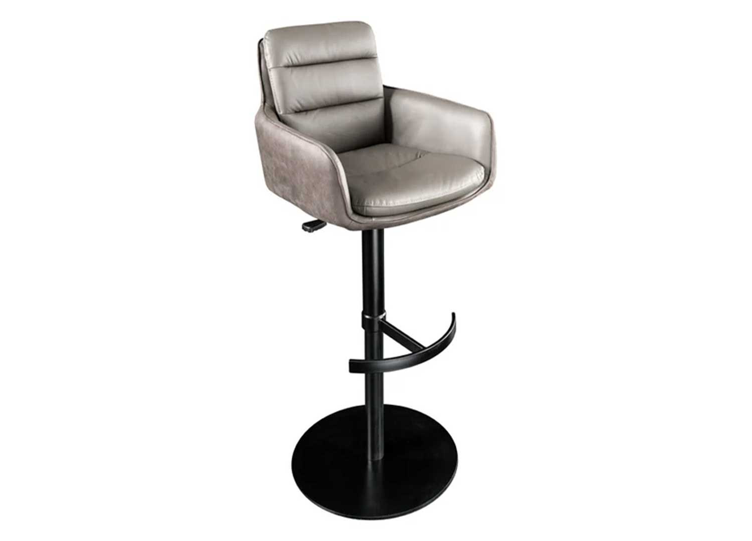 Chaise de bar en cuir taupe et microfibre rotative Abby