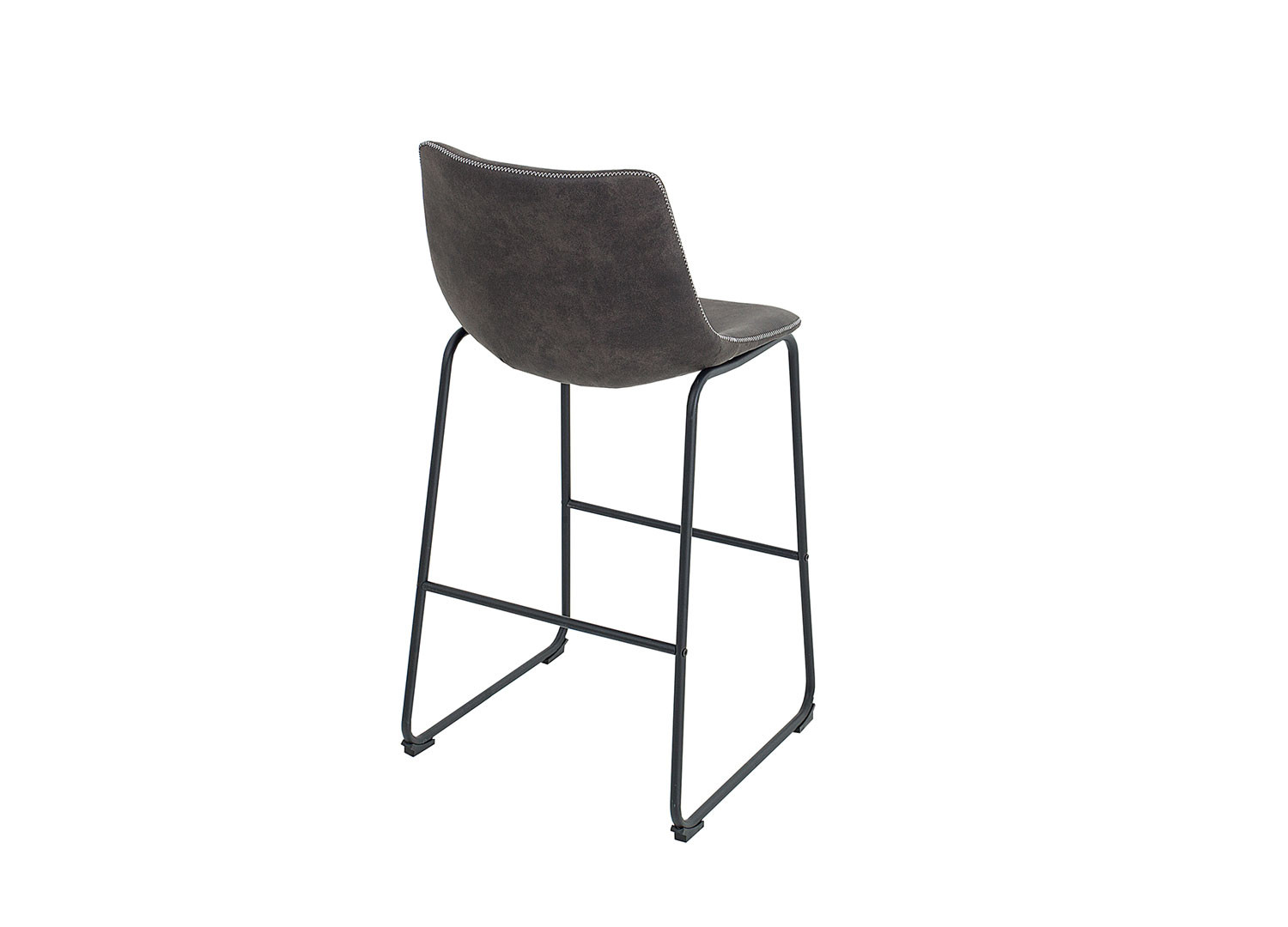 Chaise de bar microfibre grise et métal noir Sharon