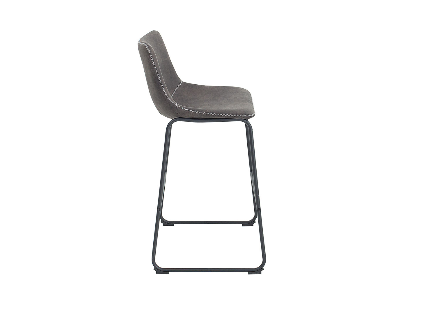 Chaise de bar microfibre grise et métal noir Sharon