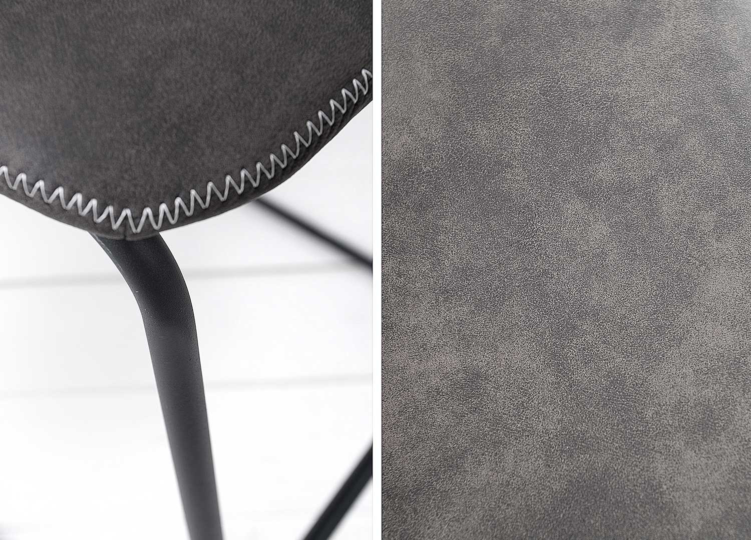 Chaise de bar microfibre grise et métal noir Sharon