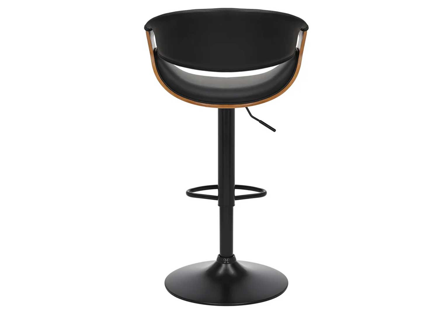 Chaise de bar pivotante rétro moderne noir et noyer Oliver