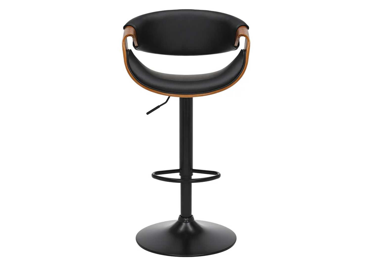 Chaise de bar pivotante rétro moderne noir et noyer Oliver