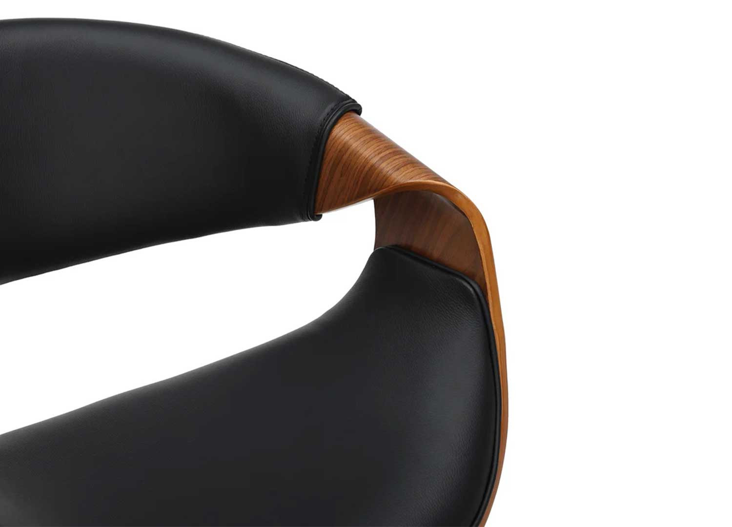 Chaise de bar pivotante rétro moderne noir et noyer Oliver