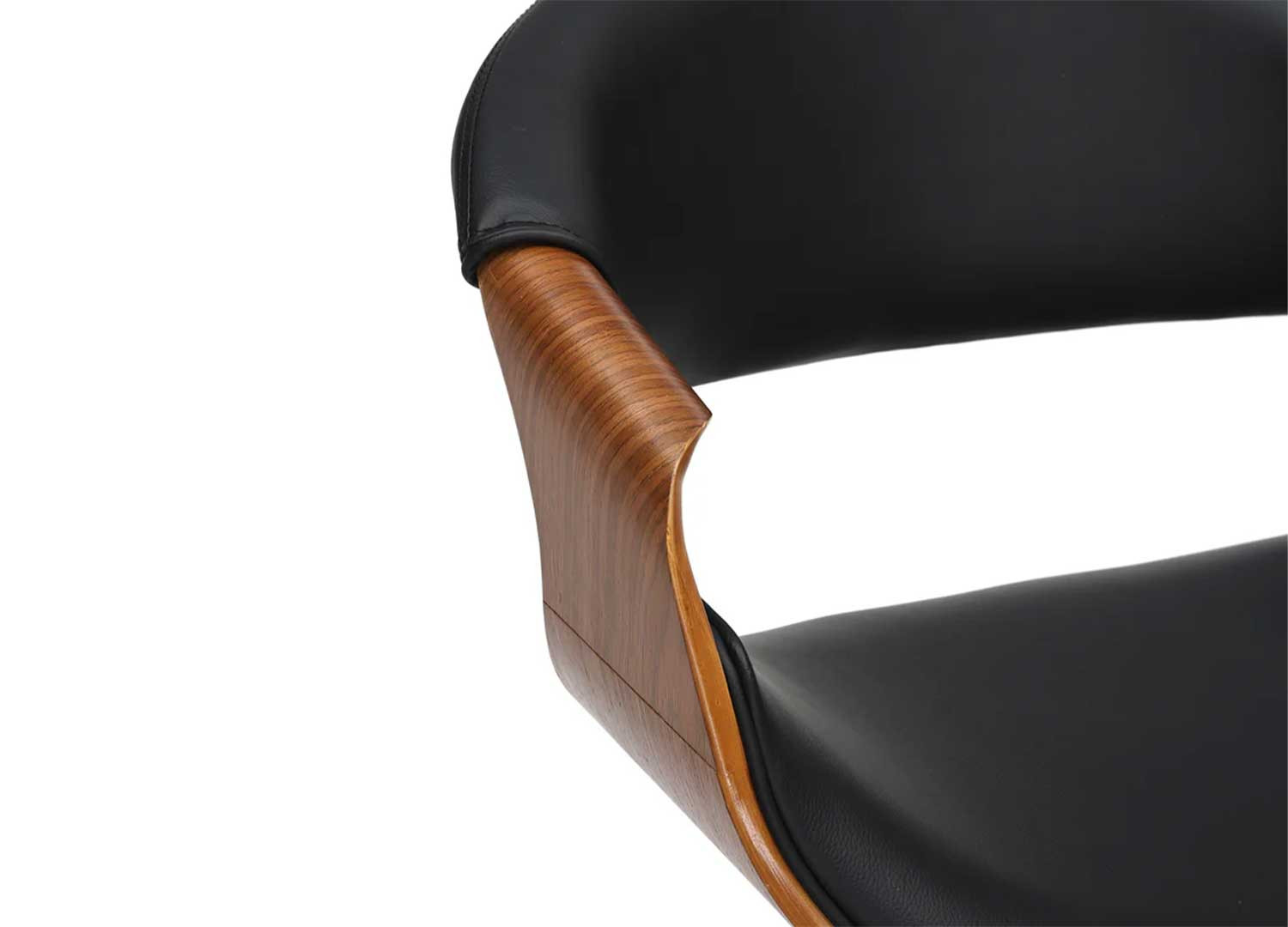 Chaise de bar pivotante rétro moderne noir et noyer Oliver