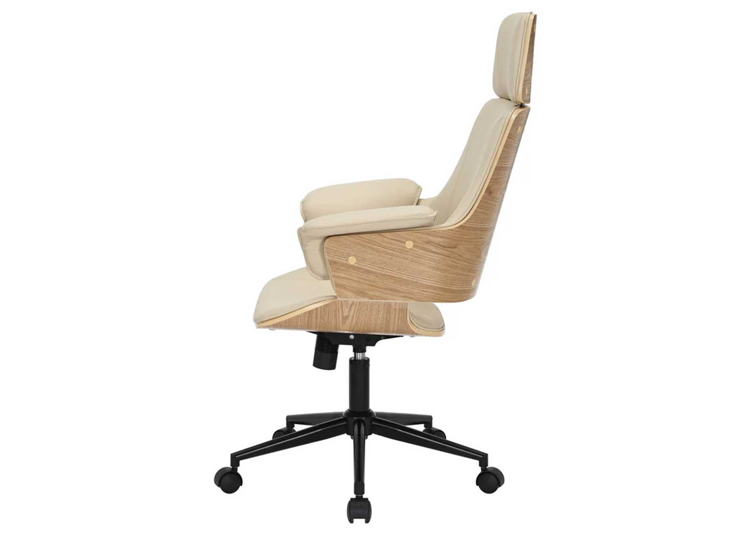 Chaise de bureau pivotante beige et chêne clair Oliver