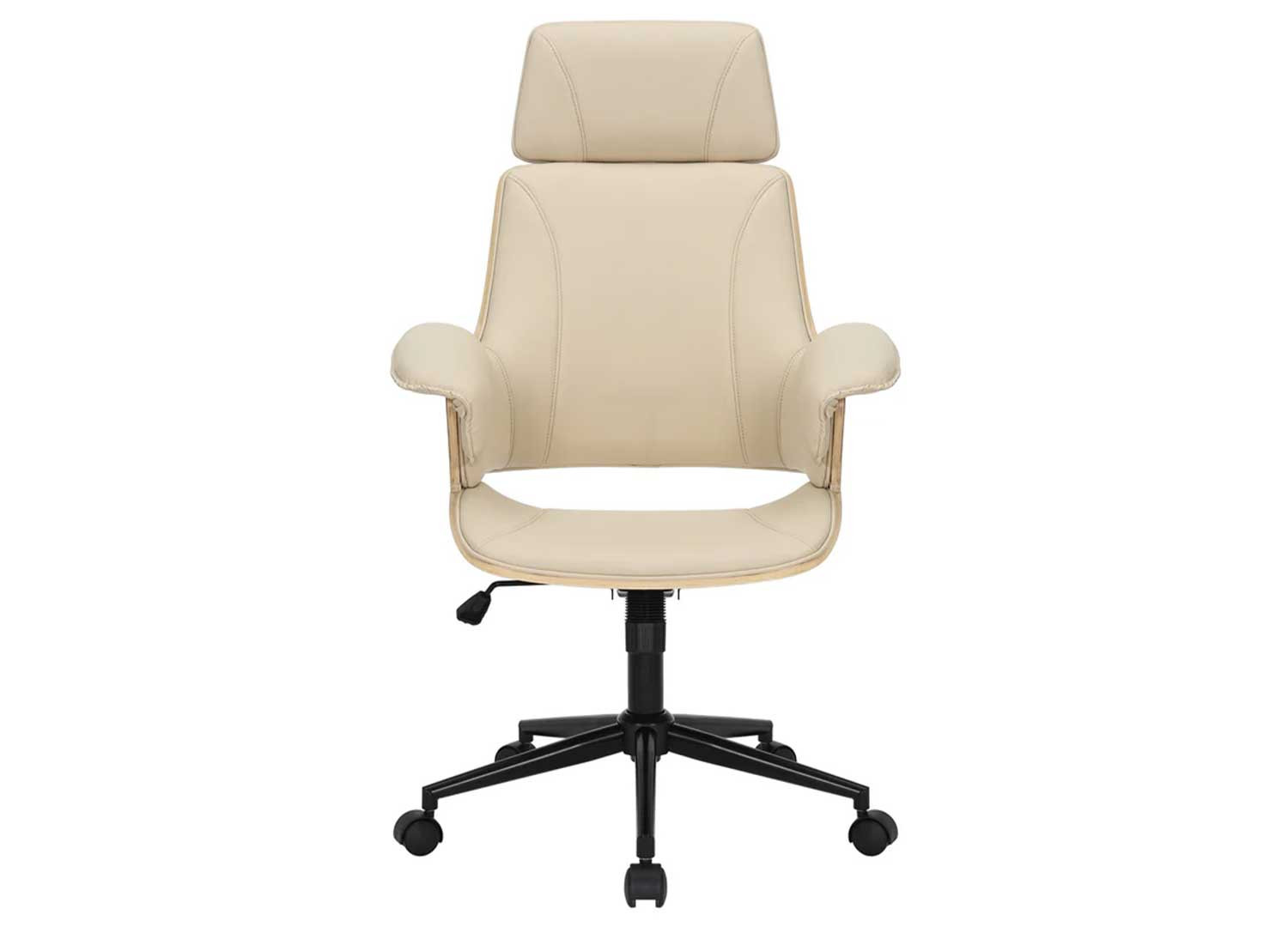 Chaise de bureau pivotante beige et chêne clair Oliver