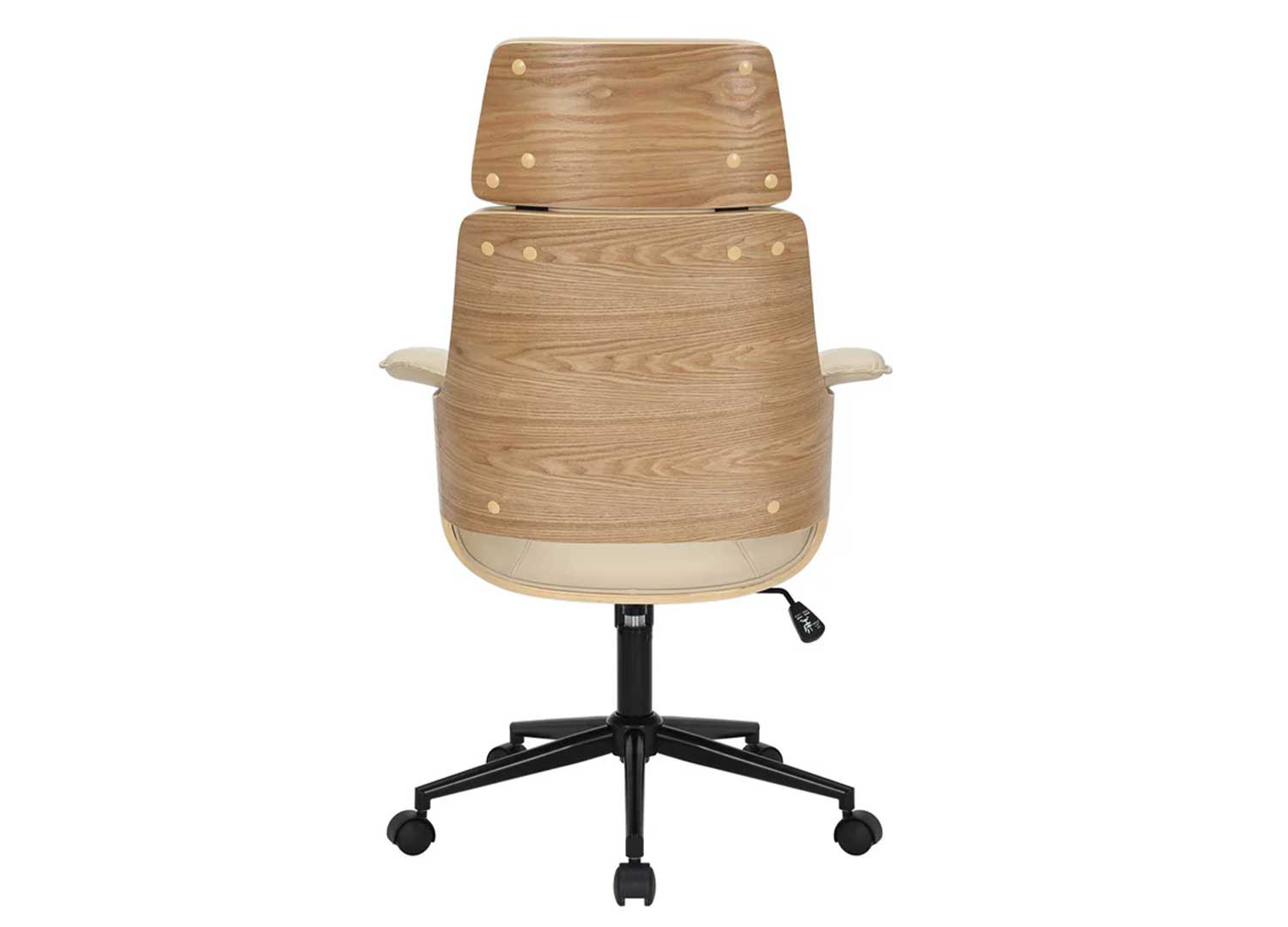 Chaise de bureau pivotante beige et chêne clair Oliver