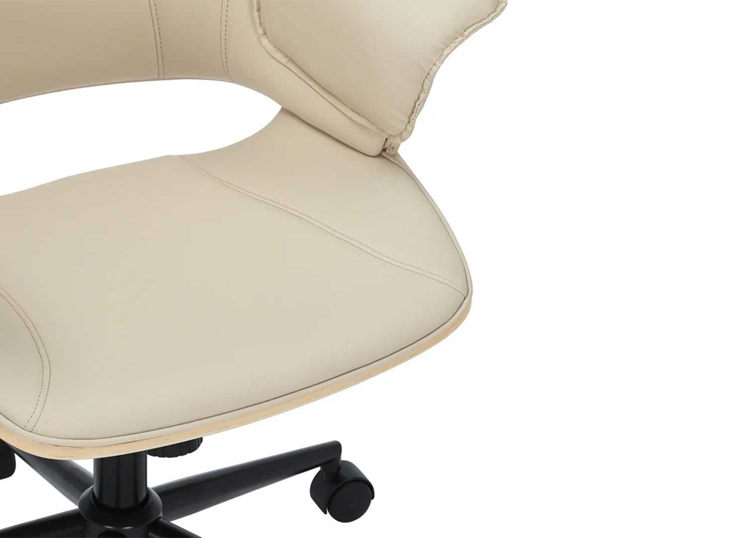 Chaise de bureau pivotante beige et chêne clair Oliver