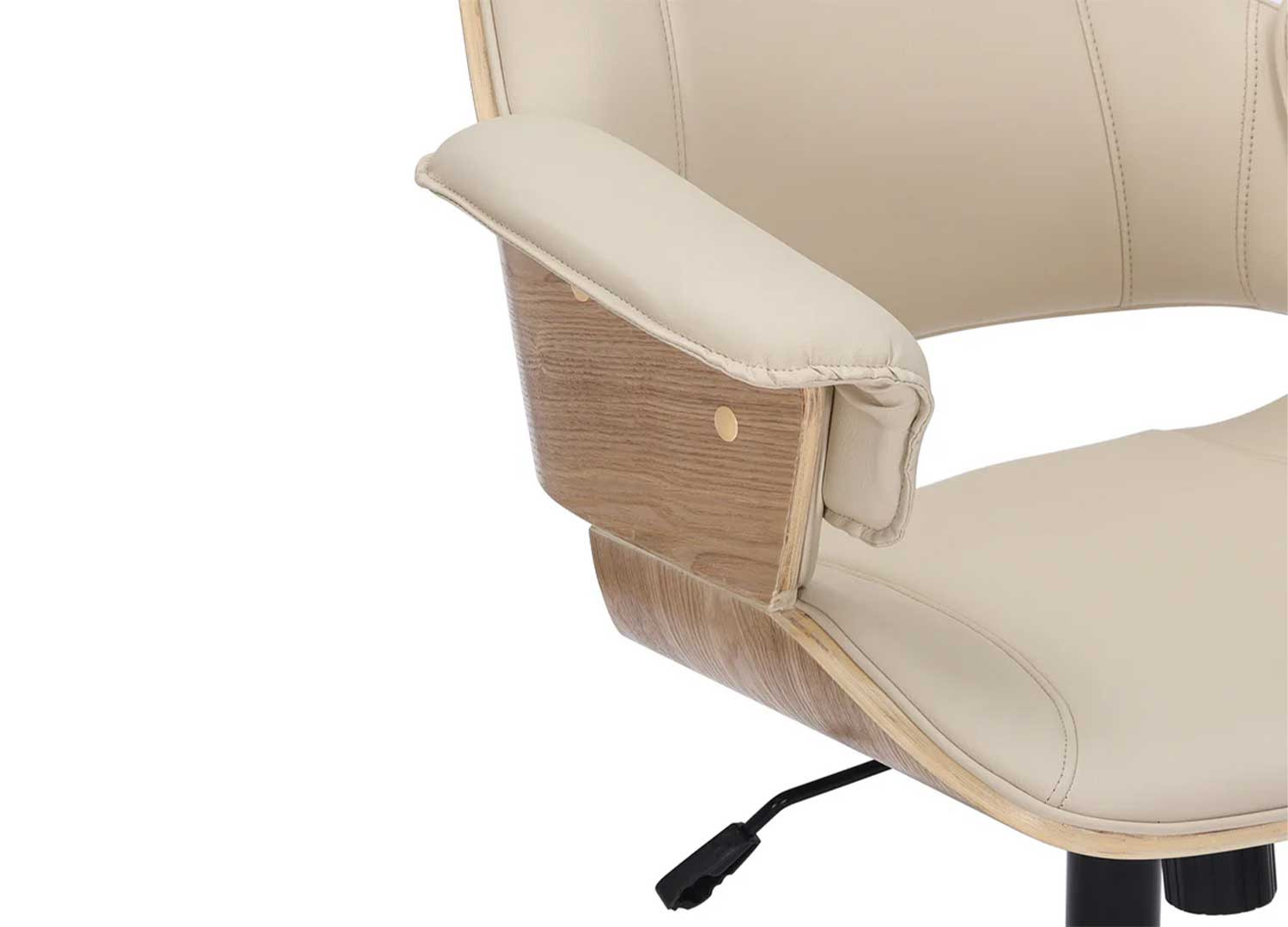 Chaise de bureau pivotante beige et chêne clair Oliver