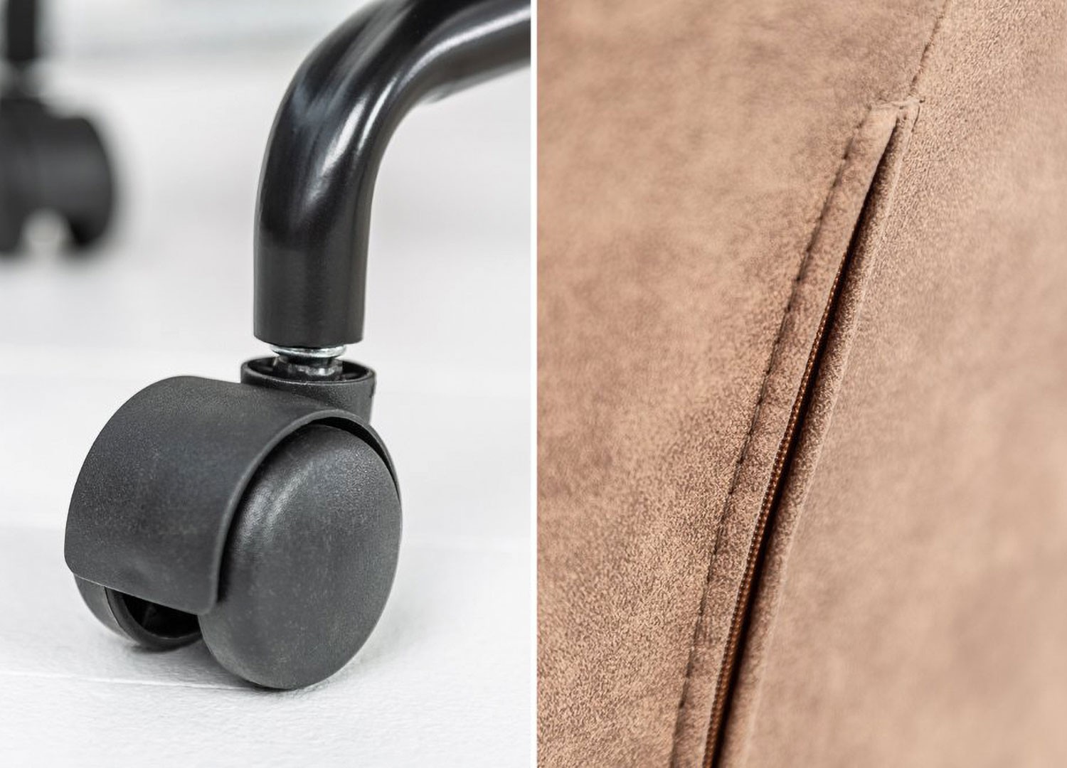 Chaise de bureau taupe pivotante avec accoudoirs