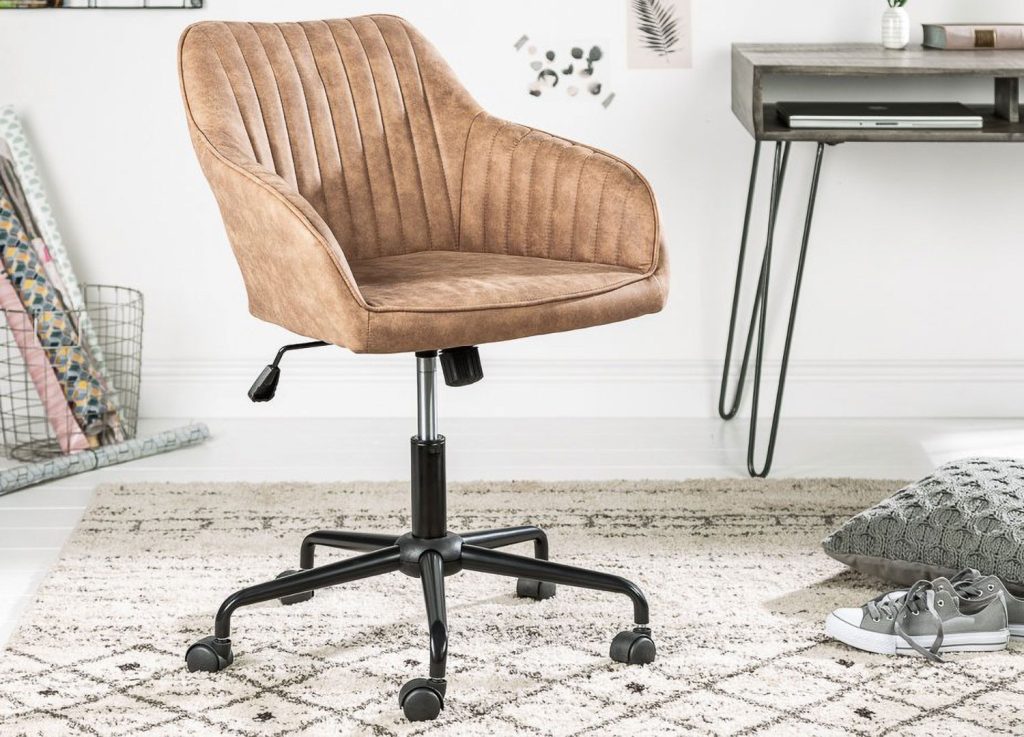 Chaise de bureau taupe pivotante avec accoudoirs