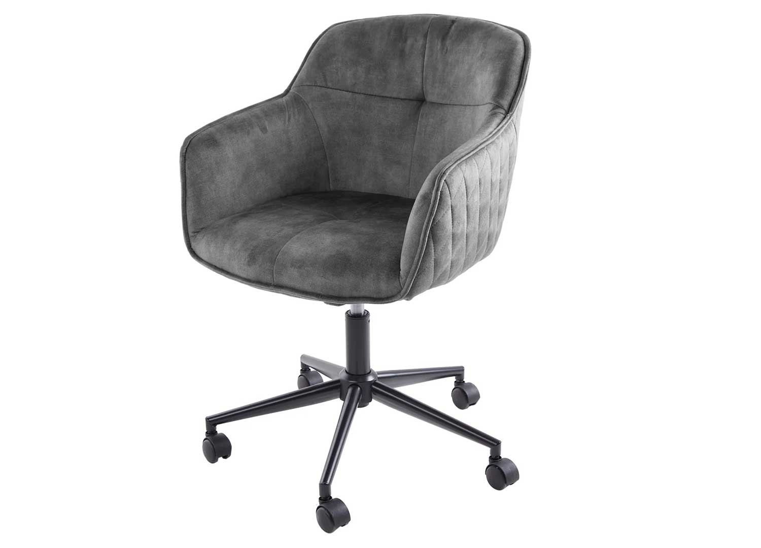 Chaise de bureau velours gris Makoto