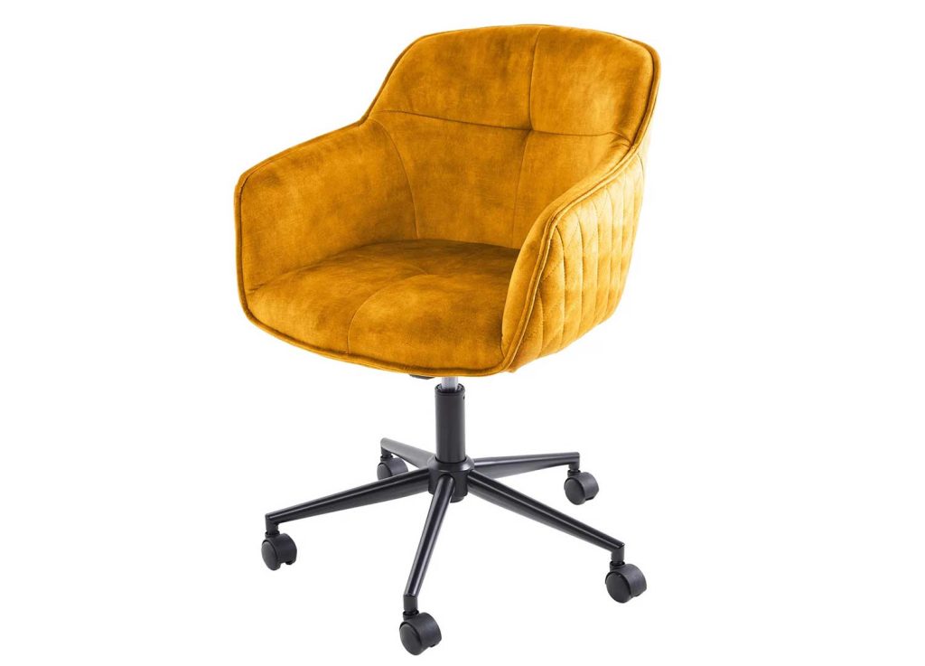 Chaise de bureau velours jaune Makoto