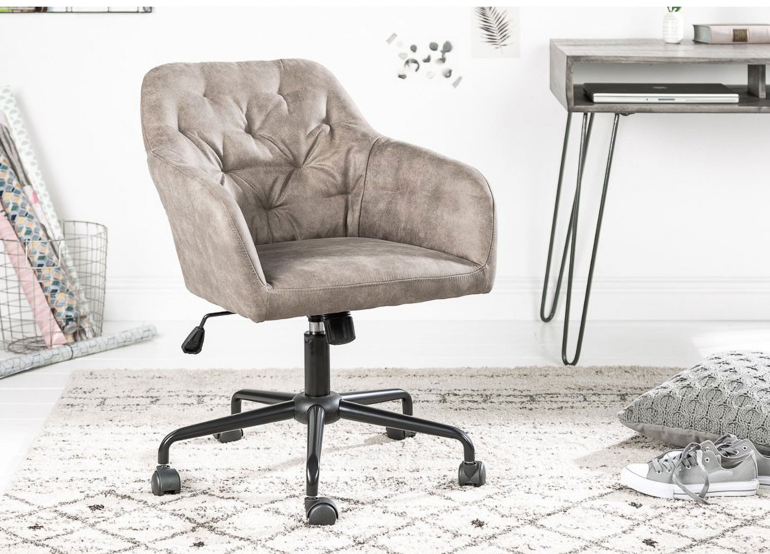 Chaise de bureau velours taupe