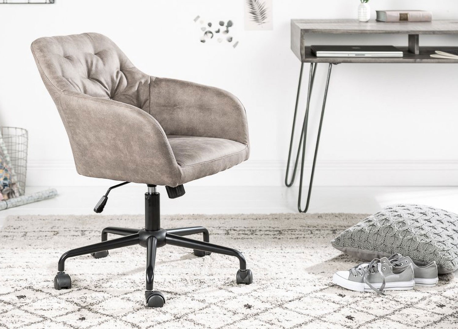 Chaise de bureau velours taupe